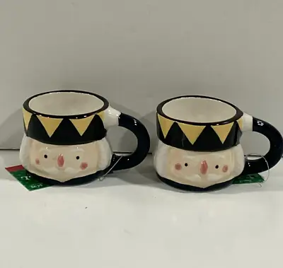 New Nutcracker 2 Oz Mini Christmas Coffee Mug Cup Set Of Two 2 Free Ship • $12.99