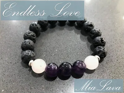 Crystal Aromatherapy Diffuser Bracelet Endless Love - Amethyst Rose - Healing • $22