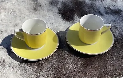 Set Of 2: Vintage Bareuther Bavaria Yellow W/Gold Demitasse Cups And Saucers • $39.95