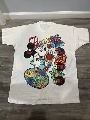 Vtg 90s Mickey Mouse Flowers T Shirt Sz XL Disney SS Made In USA White • $34.95