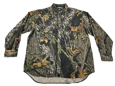 Wolf Mountain Mossy Oak Camo Button Up Shirt Hunting Outdoor Wear Mens 2XL EUC • $35