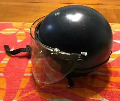 Blue Police Motorcycle SWAT Riot HELMET With Face Guard And Chin Strap • $33