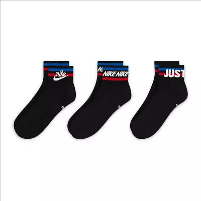 Nike Everyday Essential Ankle Socks Retro Black DA2612 MEN 8-12 (3 Pack) • $19