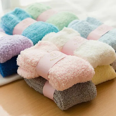 £7.59 • Buy 6 Pairs Ladies Girls Winter Warm Soft Fluffy Bed Sock Lounge Slipper Fleece Sock