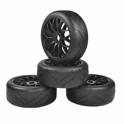 4pcs 1/8 Scale RC Rubber Tires & Wheels Rims 17mm Hex For RC On-Road Buggy Car • £29.99