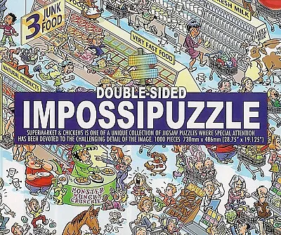 ✅New Impossipuzzle Double Sided Jigsaw 1000 Pieces - Supermarket & Chickens ✅ • £9.99
