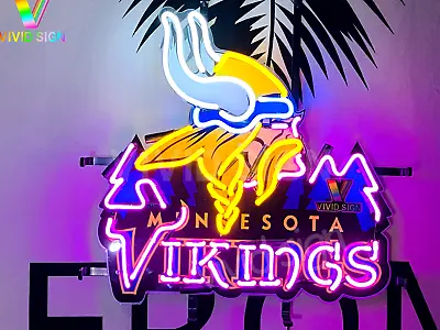 Minnesota Vikings Logo Neon Light Sign Lamp 24 X20  With HD Vivid Printing • $224