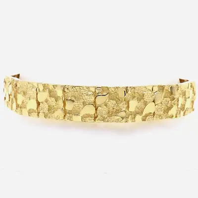 14k Gold Solid Nugget Link Mens Bracelet 8in And Longer Adjustable Length New • $2391