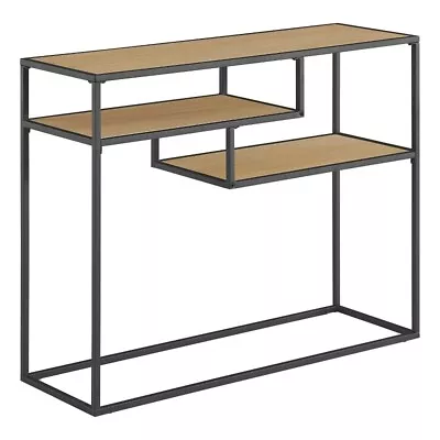 Pemberly Row 42  Metal And Wood Tiered Shelf Entry Table - Oak / Black • $118.96