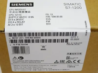 $235.80 • Buy 1PCS Unopened Siemens S7-1200 CPU 1211C 6ES7211-1HE40-0XB0 6ES7 211-1HE40-0XB0