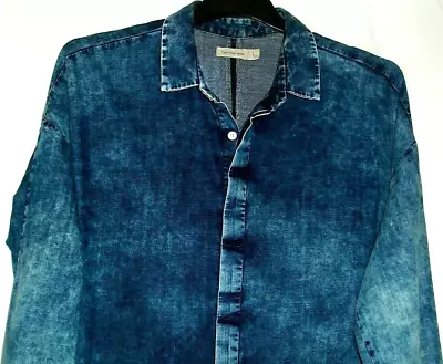 Calvin Klein   Mens Long Sleeved Denim Shirt In Blue Acid Wash Size L • £21.99