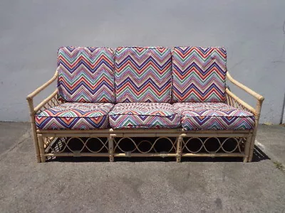 Rattan Sofa Couch Loveseat Seating Bohemian Boho Chic Peacock Coastal Cottage  • $1599