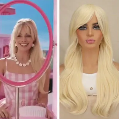 Womens Adult Barbie Cosplay Wig Long Wavy/Straight Blonde Hair Wigs Fancy Dress • £7.86