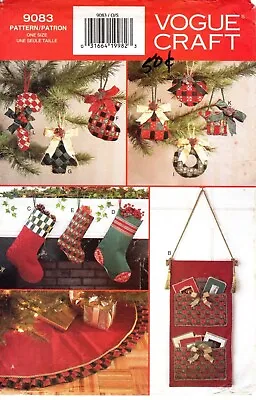 Vogue Craft Sewing Pattern 9083 Christmas Ornament Tree Skirt Stocking UNCUT • $6