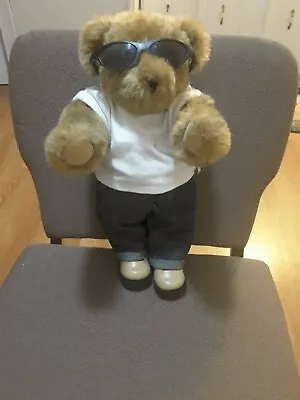 Vermont Teddy Bear Company Biker Bear Jointed  Heart Tattoo  JULIE  16  Dressed • $19.99