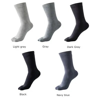 5Pack Men Crew Ankle Athletic Socks 100% Cotton Five Finger Toe Sport Black 7-11 • $12.59