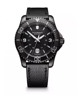 New Victorinox Swiss Army Maverick Black Dial Black Leather Men's Watch 241787 • $329