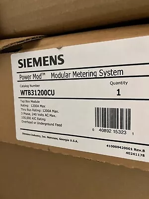 NEW IN BOX SIEMENS Lot  1200A Tap Box With 10x Gang  Meter Stack • $12000