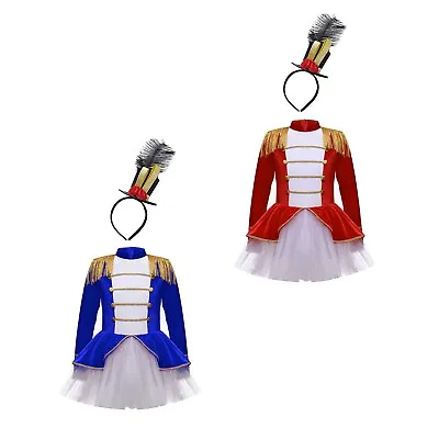 Kids Girls Ringmaster Halloween Dress Majorette Circus Long Sleeve Carnival Set • $19.13