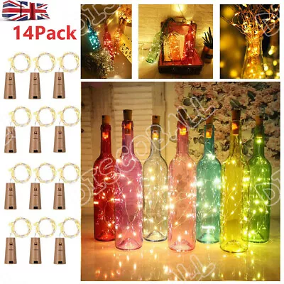 £7.99 • Buy 14x 10 LED Wine Bottle Cork Fairy String Battery Lights Wedding Decor Xmas Lamp