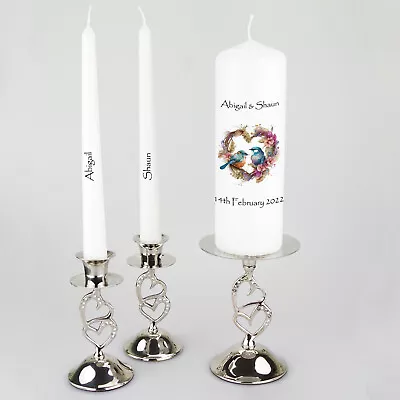 Personalised Wedding Unity Candle Featuring A Pair Of Love Birds • £18.95