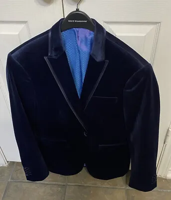 Mens Suede Dress Coat/Jacket 38S-Blue-Slim Fit-NEW W/TAGS REG-299.99 Party Wear • $149.99