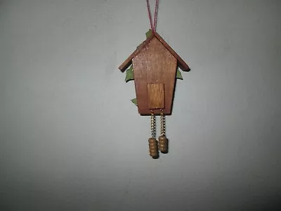 Vintage 1979 Mini Cuckoo Clock  Wooden X-Mas Ornament Moving Hands Bird • $8.49