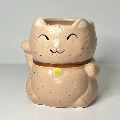 Maneki Neko Lucky Waving Cat Ceramic Coffee Mug Cup Excellent Condition • $11