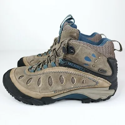 Merrell Womens Hiking Boots Chameleon Arc 2 Mid Waterproof Brown Blue Size 6 • $35
