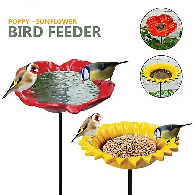 £13.79 • Buy Cast Iron Poppy Sunflower Garden Ornament Wild Bird Dish Seed Feeder Dish Bath