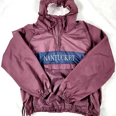 Cuffys Of Cape Cod Nantucket Hooded Pullover Windbreaker Men's Size XL Maroon • $26.99