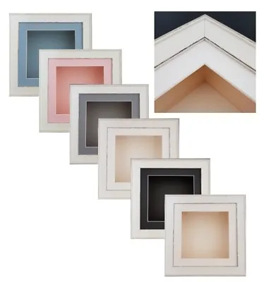 3D  2.5 /64mm Deep Box 4 X4 -10 X10  Rustic White Picture Photo Frame Baby Cast* • £19.99