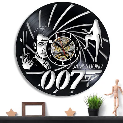 James Bond 007 Vinyl Record Wall Clock Gift Surprise Ideas For Friends Decor Art • £16.13