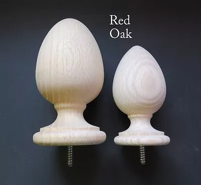 5 1/4 Or 6 3/4 Wood Egg Shape Finial. Maple Oak Cherry Available • $38