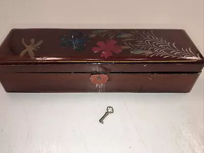 Vintage Japan Oriental Jewelry Box Hand Painted With Key • $23.22