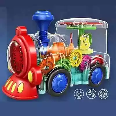 Train Musical Toy Transparent Engine Gear Colourful Lights Sound Flashing Kids • £11.99