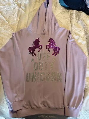 Tu Girls Lilac Unicorn Sequin Hooded Top Age 12 • £4