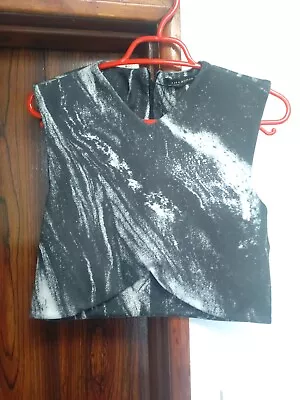 Zara Crop Top Black And White Marble Effect Galaxy Size M New With Tags • £12