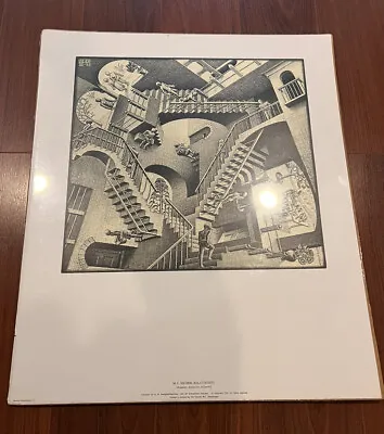 1970 Vintage Mod Retro M.c. Escher Art Print Relativity Endless Stairs Holland • £38