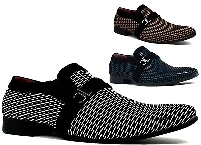 Mens Strap Formal Shoes Pointed Toe Slip On Office Work Wedding Party Sizes 6-12 • £19.99