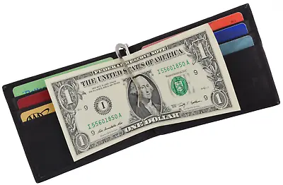 Genuine Leather Men's Money Clip Front Pocket Credit Card Bifold Wallet • $13.30