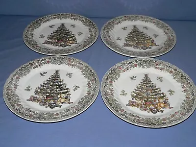 4 MYOTT FACTORY QUEEN'S SEASONS GREETINGS DINNER PLATES MULTICOLOR 10 D • $34.99