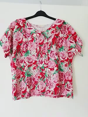 Liberty Plus Print Blouse Pink Red Green • £21