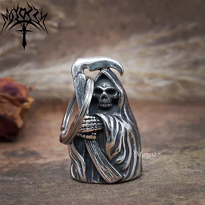 Skull Skeleton Grim Reaper Motorcycle Biker Bell Accessory Or Key Chain For Luck • $14.99