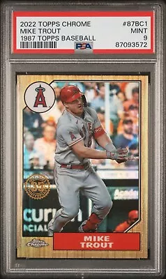 2022 Topps Chrome 1987 Topps Baseball 87bc1 Mike Trout Angels Mvp Psa Mint 9 • $12