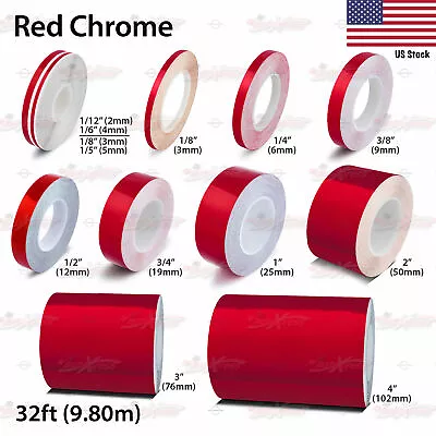 $8.95 • Buy RED CHROME Roll Vinyl Pinstriping Pin Stripe Car Motorcycle Tape Decal Stickers
