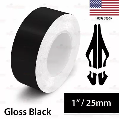 GLOSS BLACK 25mm 1  Roll Pin Stripe PinStriping Line Tape Vinyl Car MC STICKER • $11.86