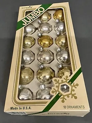 $30 • Buy Fabulous 18 Pcs Vintage Of Pyramid Gold & Silver Glass Christmas Tree Ornament