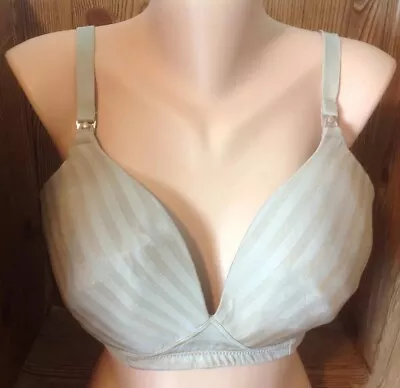 Motherhood Maternity Nursing Bra 40DD Nude Striped Wire Free Easy Access  • $4