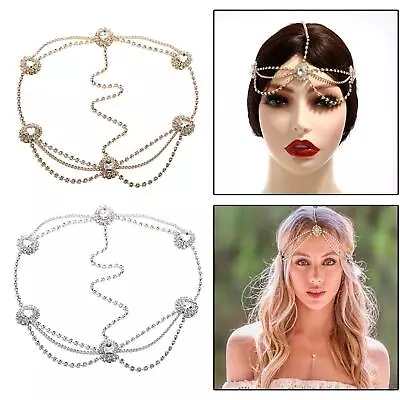 Head Chain Rhinestones Layered Sparking Hair Accessories Jewelry Boho Headband • £7.60